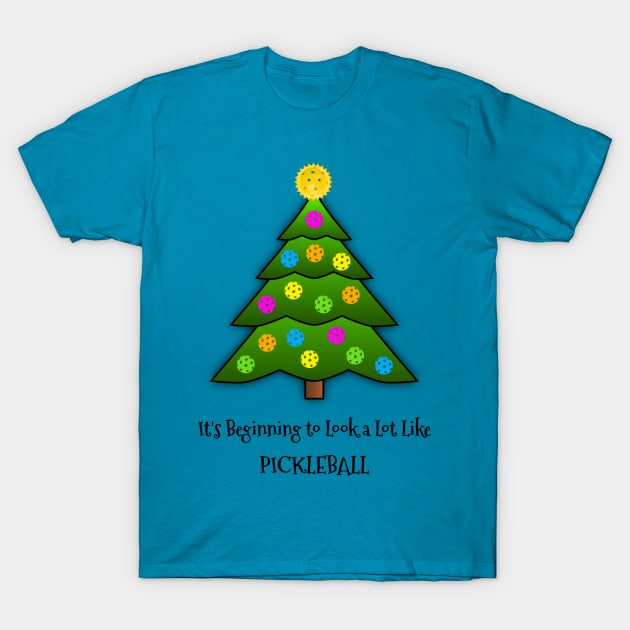 It's Beginning to Look a Lot Like Pickleball T-Shirt by numpdog